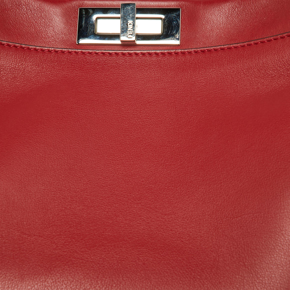 FENDI Red Leather Regular PeekabooTop Handle Bag - Picture 5 of 8